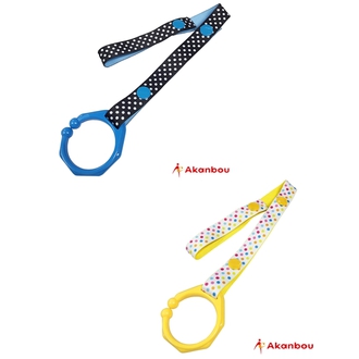 日本Akanbou-C型扣環玩具吊帶(點點藍/繽紛黃)